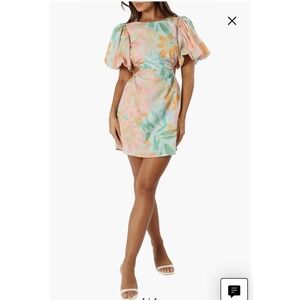 Petal&Pup Women's Natalie Puff sleeve Mini‎ Dress Colar Lined NwT SzM